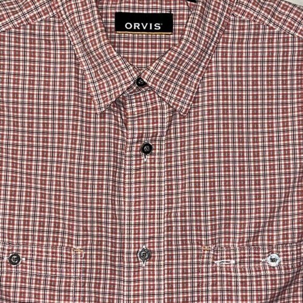 Orvis Men's Med Short‎ Sleeve Button Down Shirt Great Color And Design